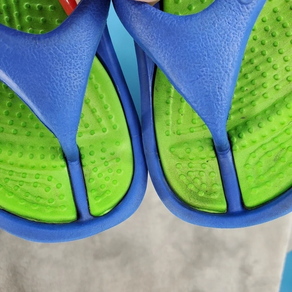 CROCS toddler green and blue sandals 6/7